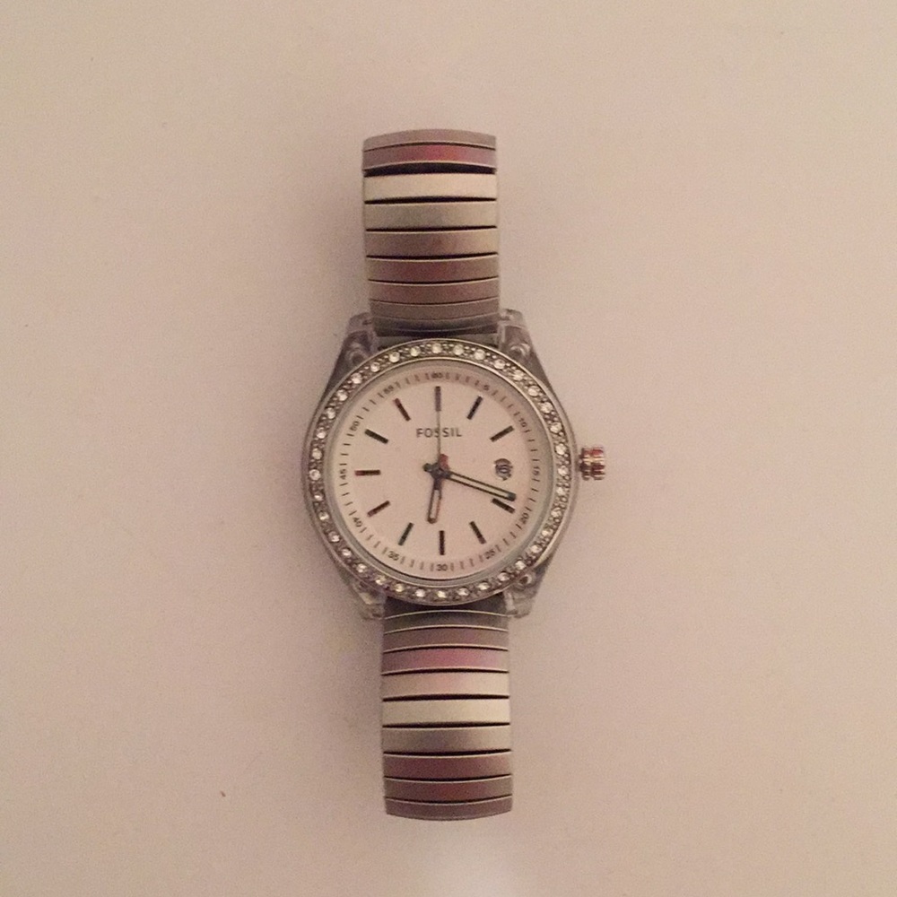 Silver Fossil Watch